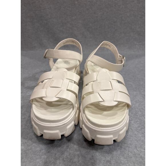 Wild Fable Women Size 11 White Leather Strappy Gladiator Heeled Fisherman Sandal - Picture 3 of 9